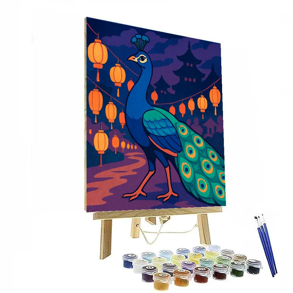Festival Lantern Peacock Parade paint by numbers