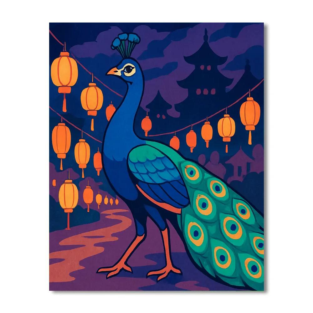 Festival Lantern Peacock Parade paint by numbers