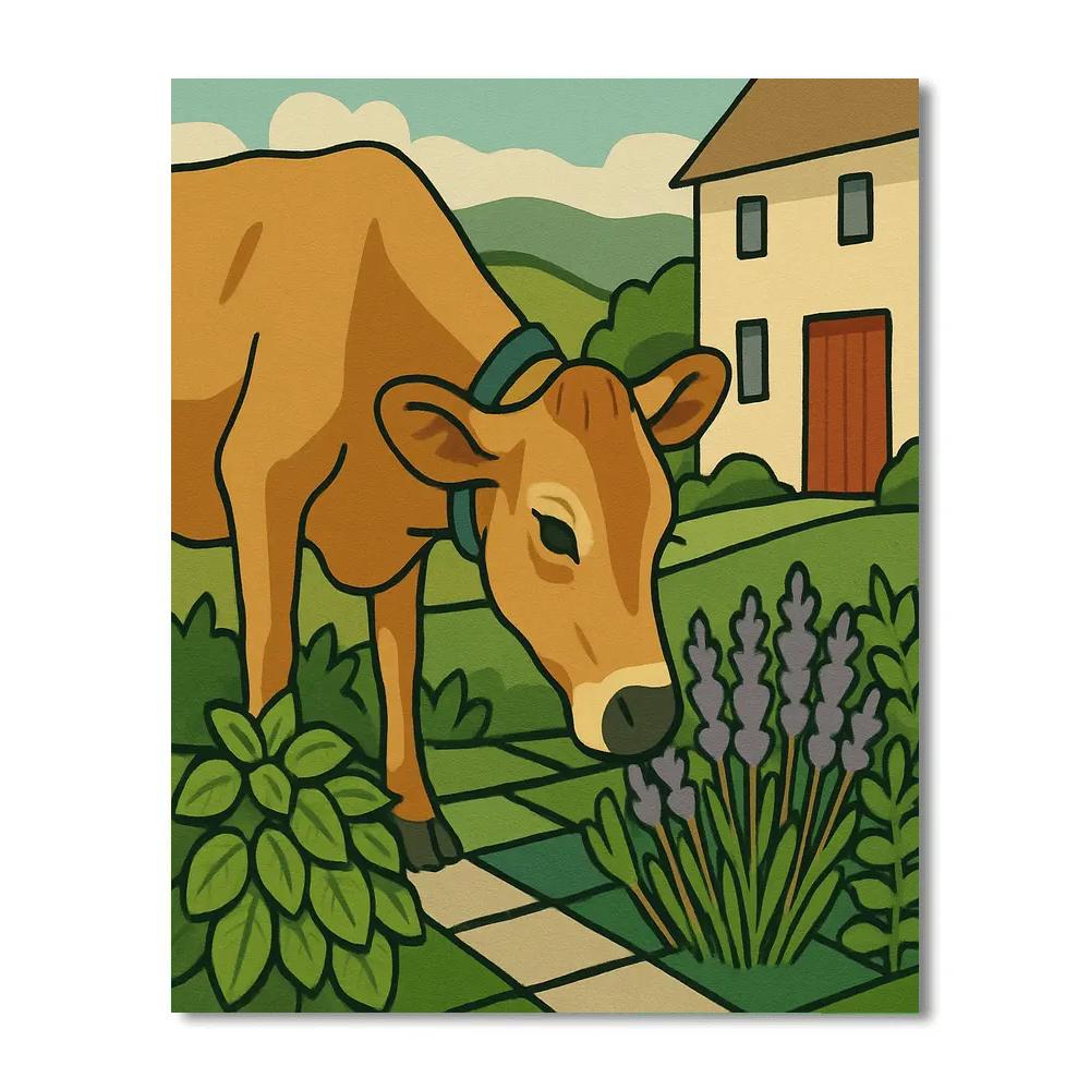 Sunlit Herb Garden Cow paint by number