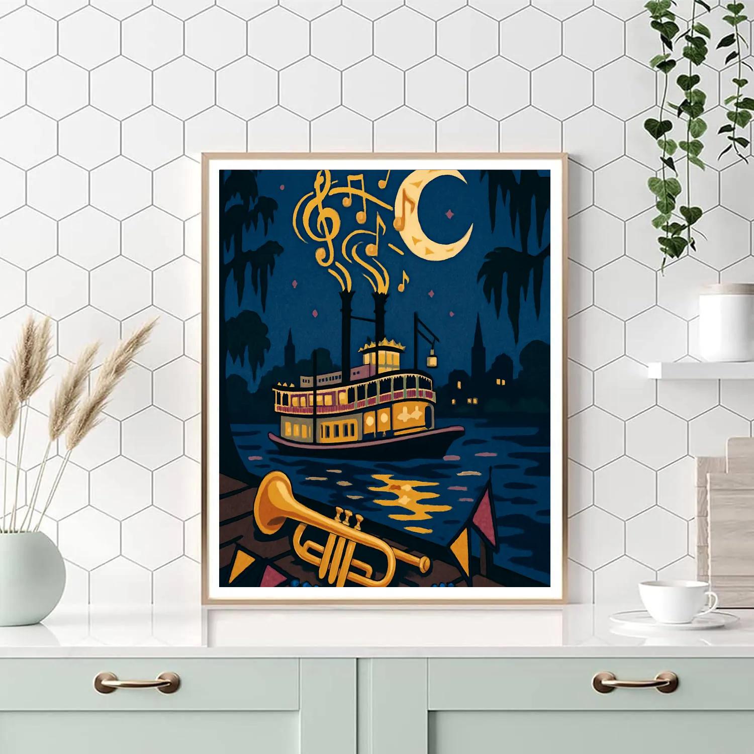 Bayou Jazz Poster USA Crafted paint by number