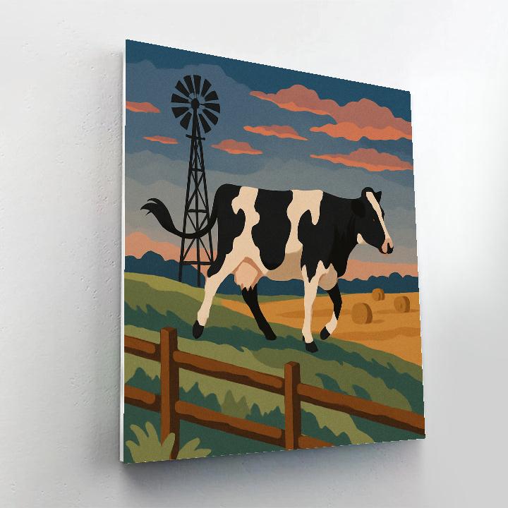 Windmill Ridge With Cow Silhouette Paint by numbers kits