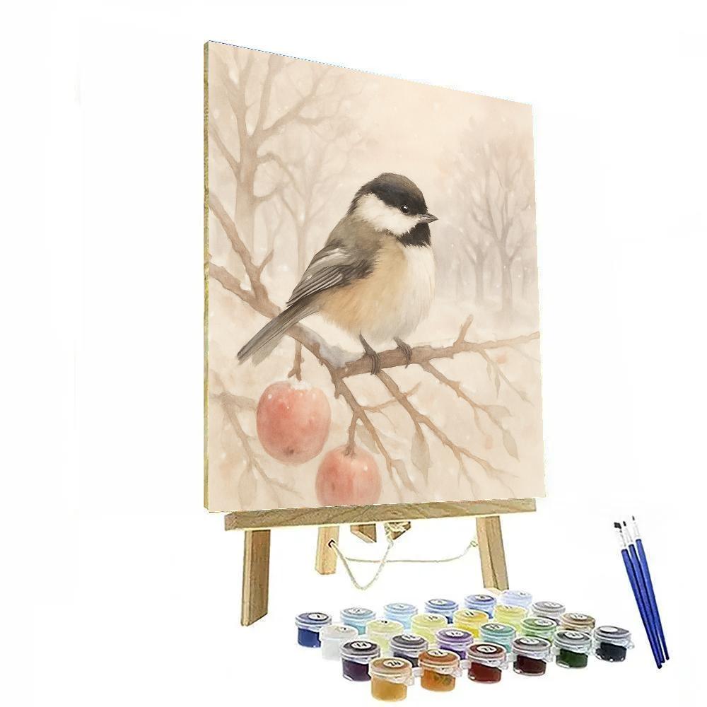 Snowy Orchard Chickadee Pause Paint by numbers kits