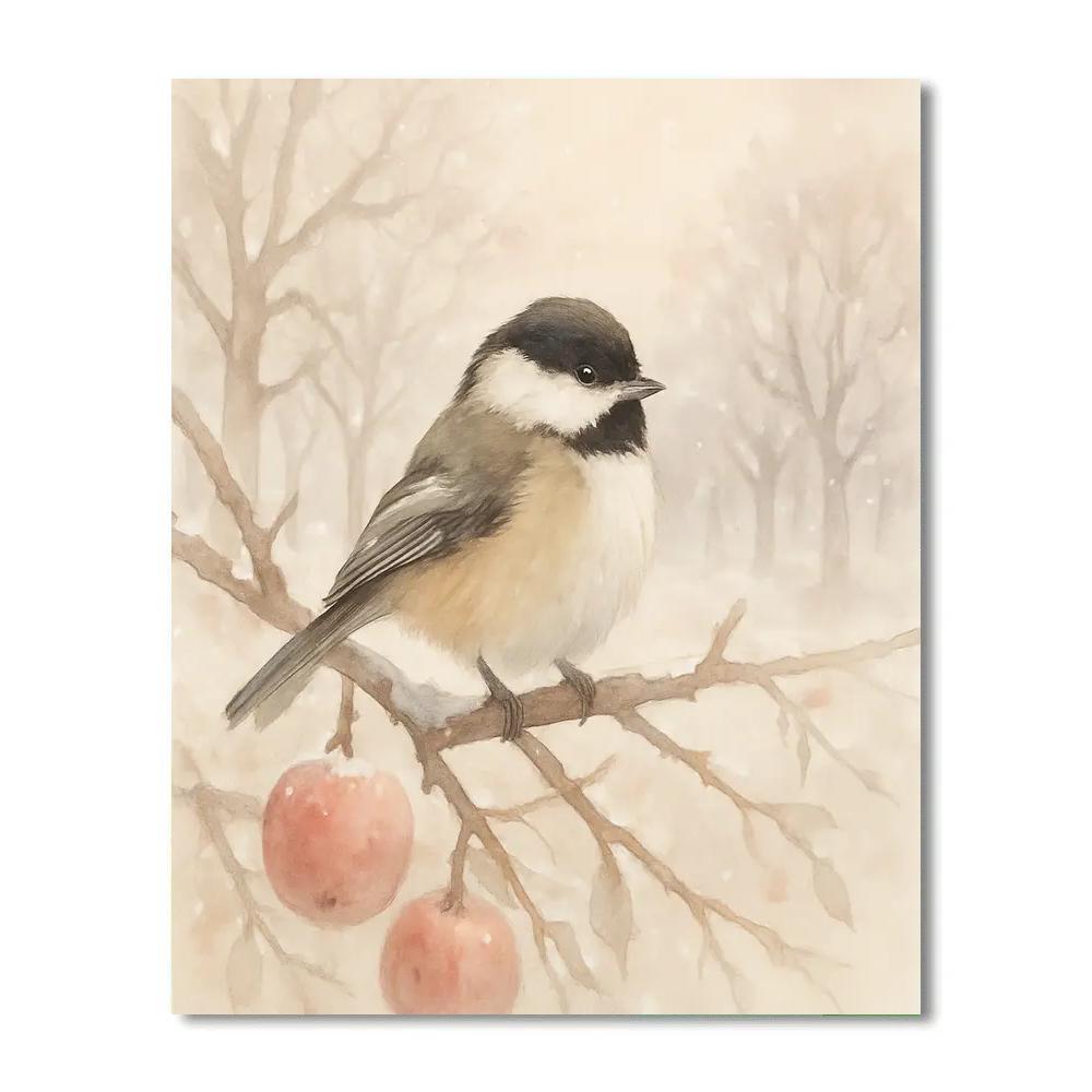 Snowy Orchard Chickadee Pause Paint by numbers kits