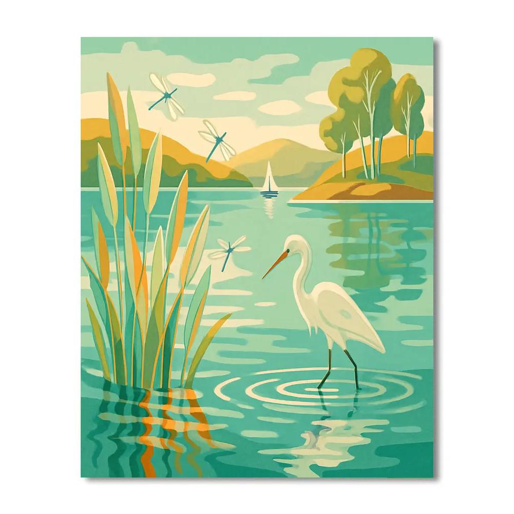 Glass Reed Cove With Lake Reflections paint by numbers