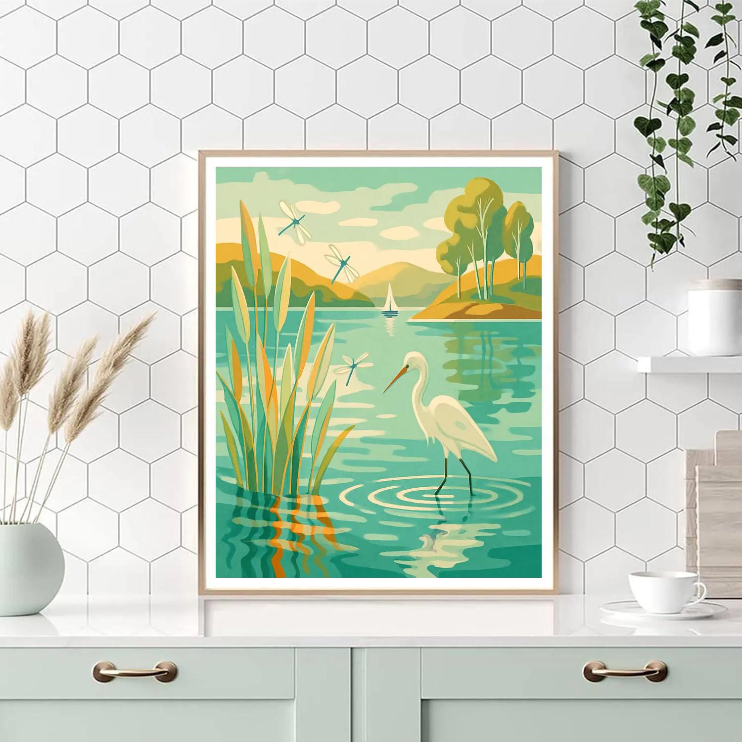 Glass Reed Cove With Lake Reflections paint by numbers