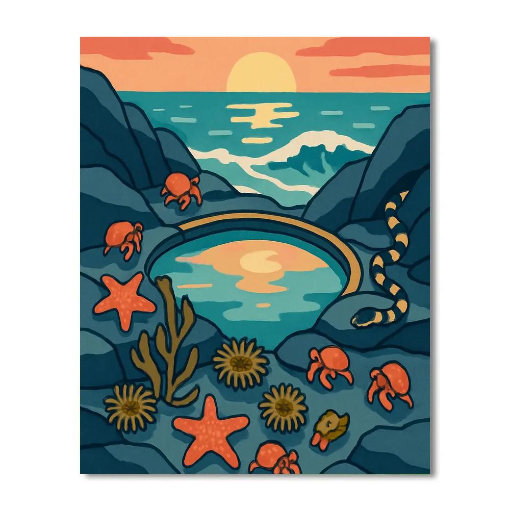 Tide Pool Observatory With Ocean Horizon paint by number
