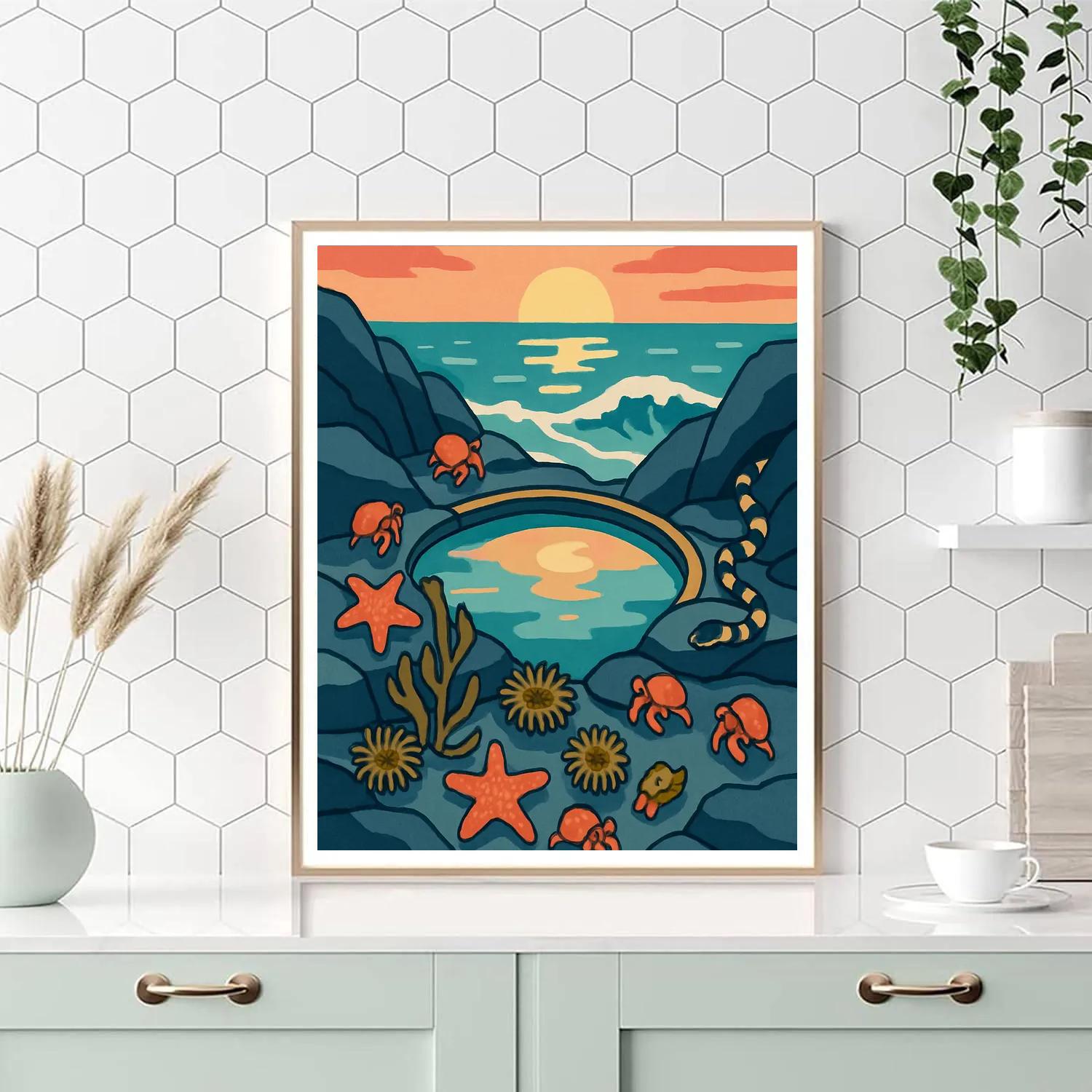 Tide Pool Observatory With Ocean Horizon paint by number