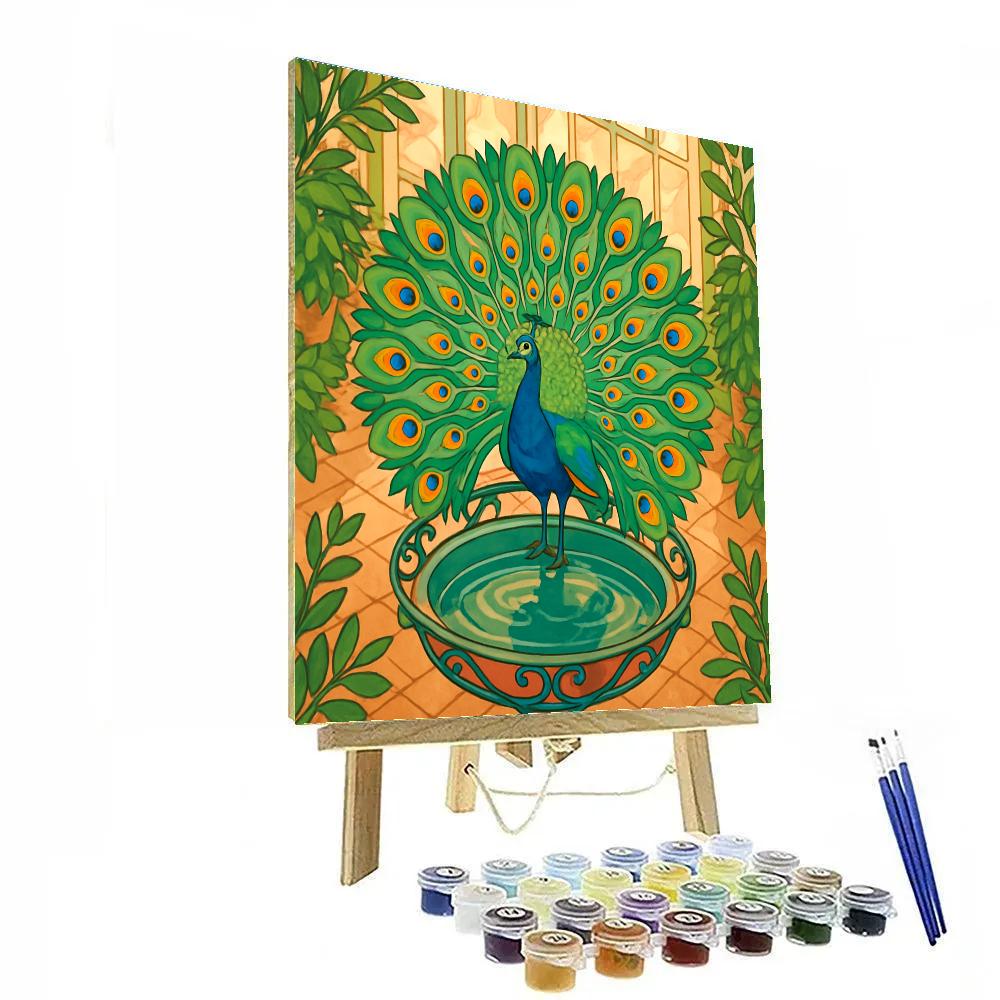 Glasshouse Courtyard With Peacock Echoes paint by numbers