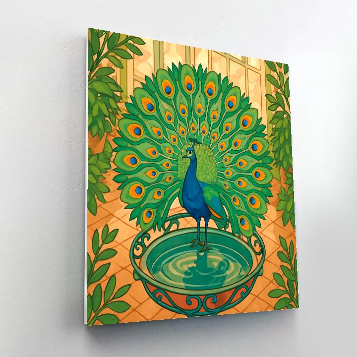 Glasshouse Courtyard With Peacock Echoes paint by numbers