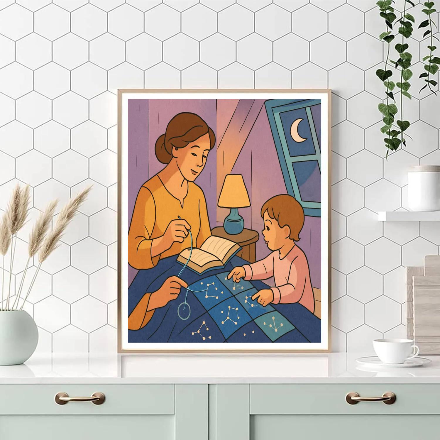 Storybook Quilt With Mother Constellations paint by color
