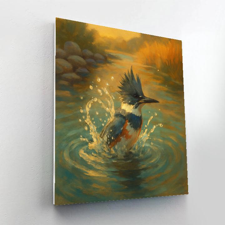 Golden Creek Kingfisher Splash paint by number