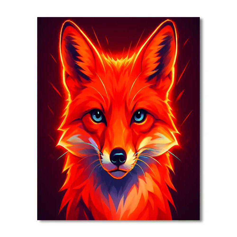 Solar Burst Red Fox Number painting