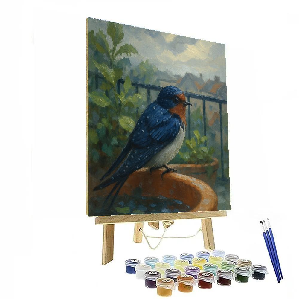 Rainwashed Balcony Swallow Rest painting number kit