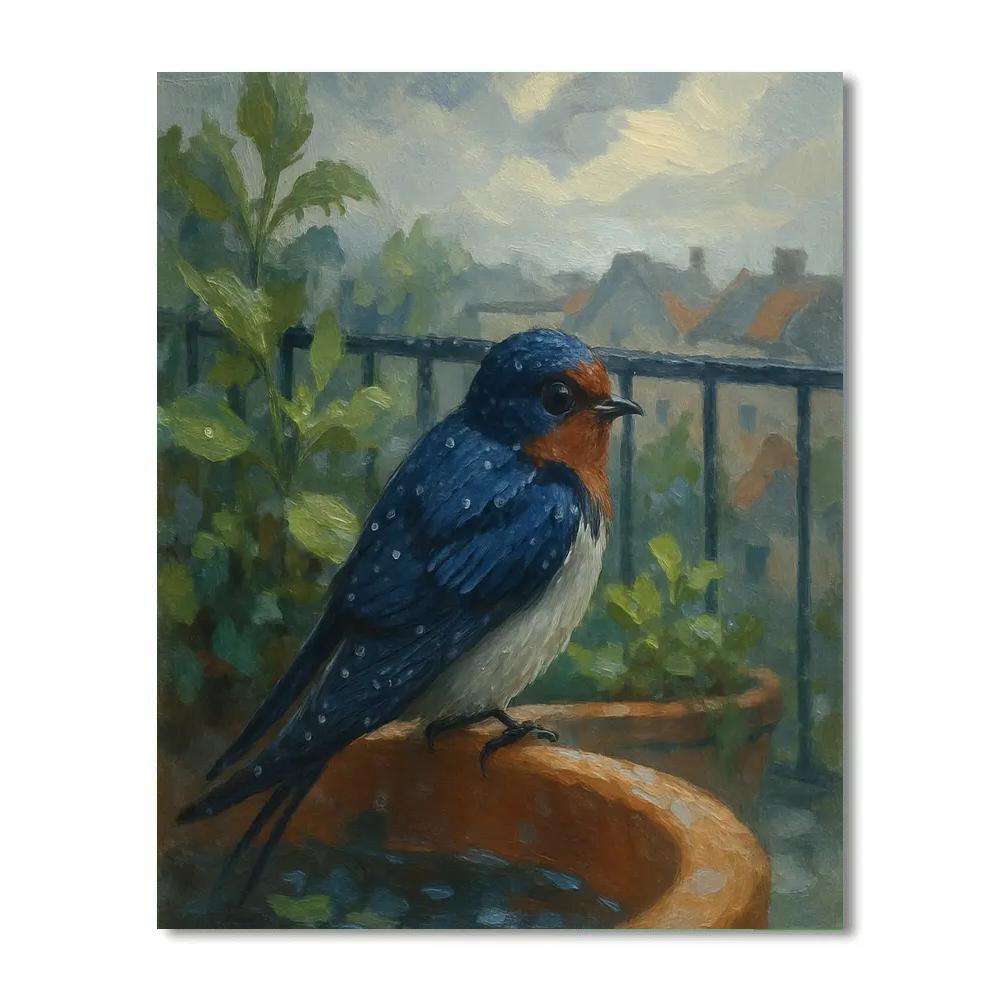 Rainwashed Balcony Swallow Rest painting number kit