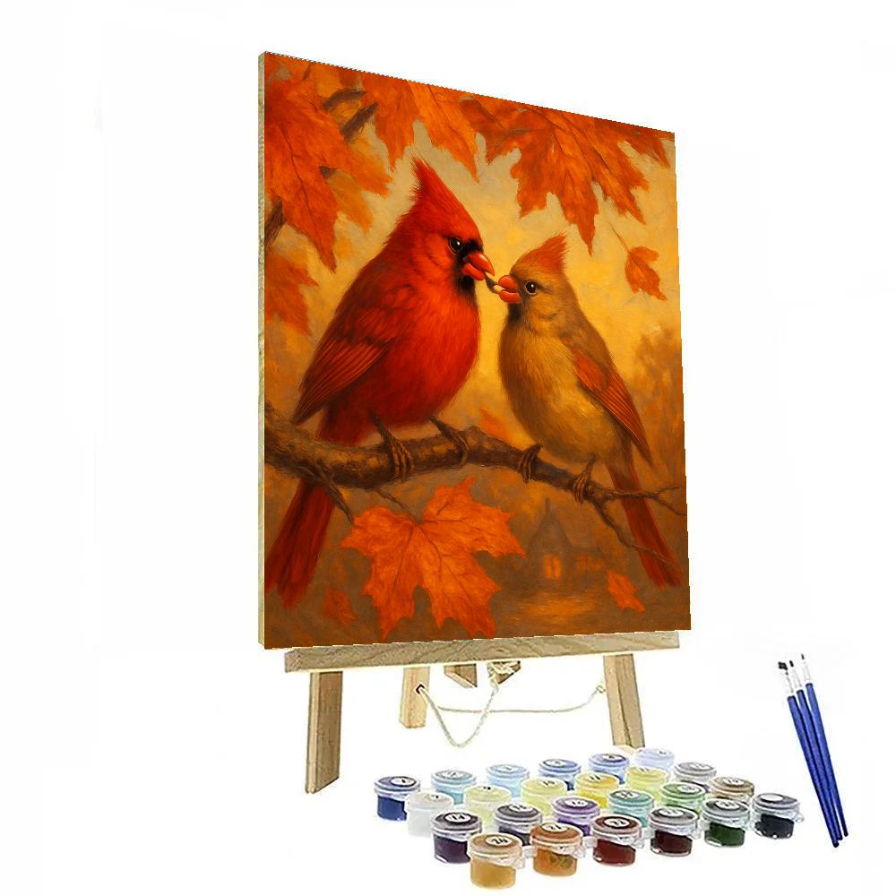 Autumn Hearthside Cardinals DIY paint by numbers