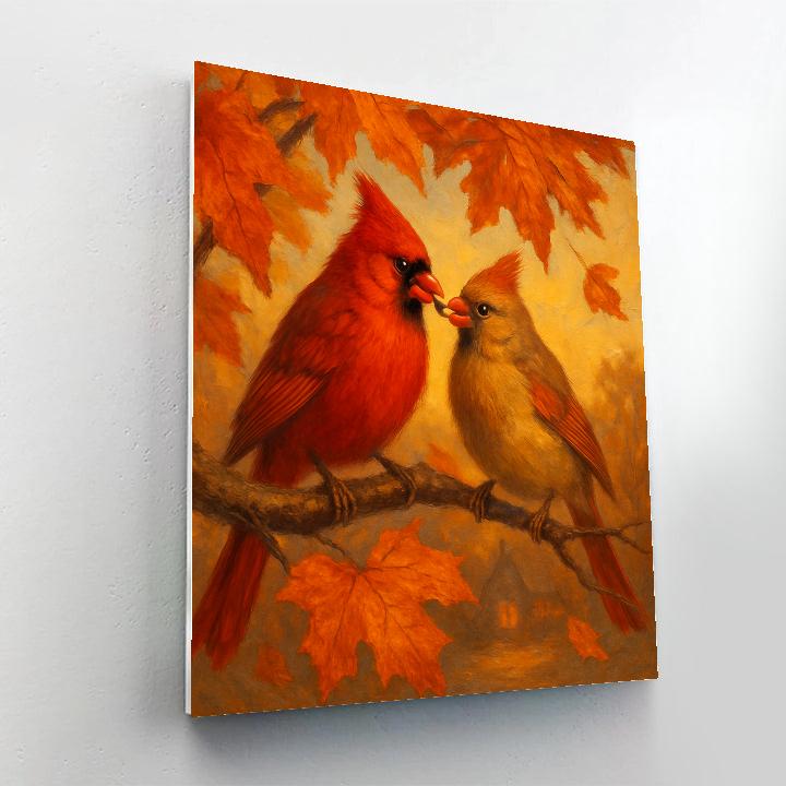 Autumn Hearthside Cardinals DIY paint by numbers