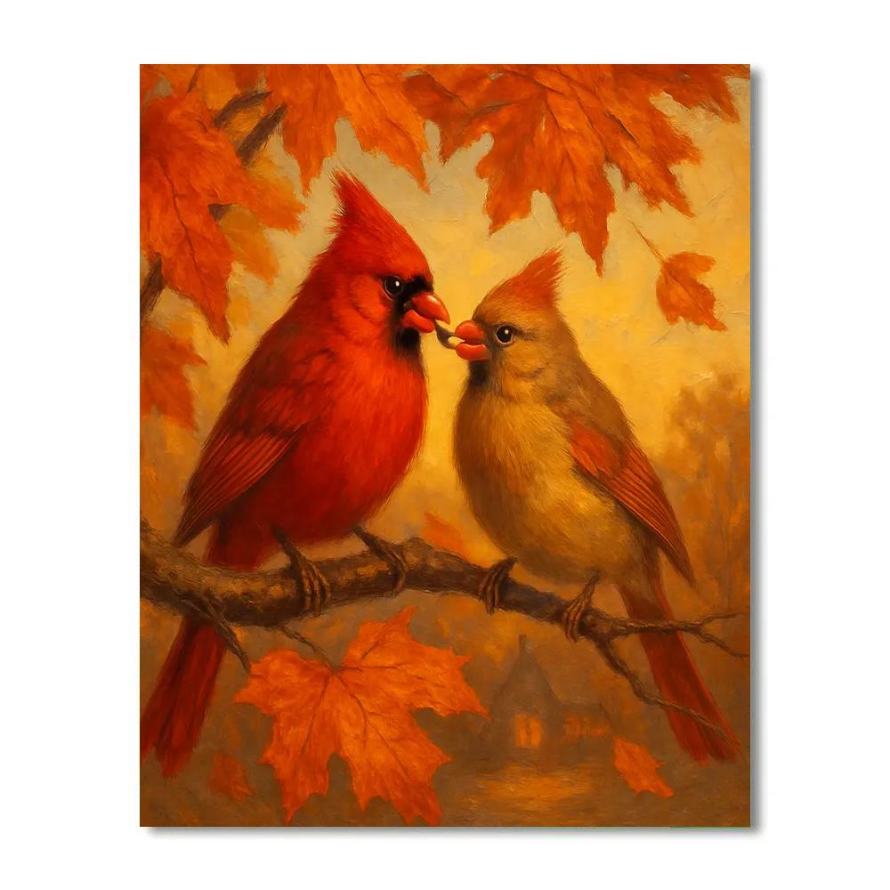 Autumn Hearthside Cardinals DIY paint by numbers