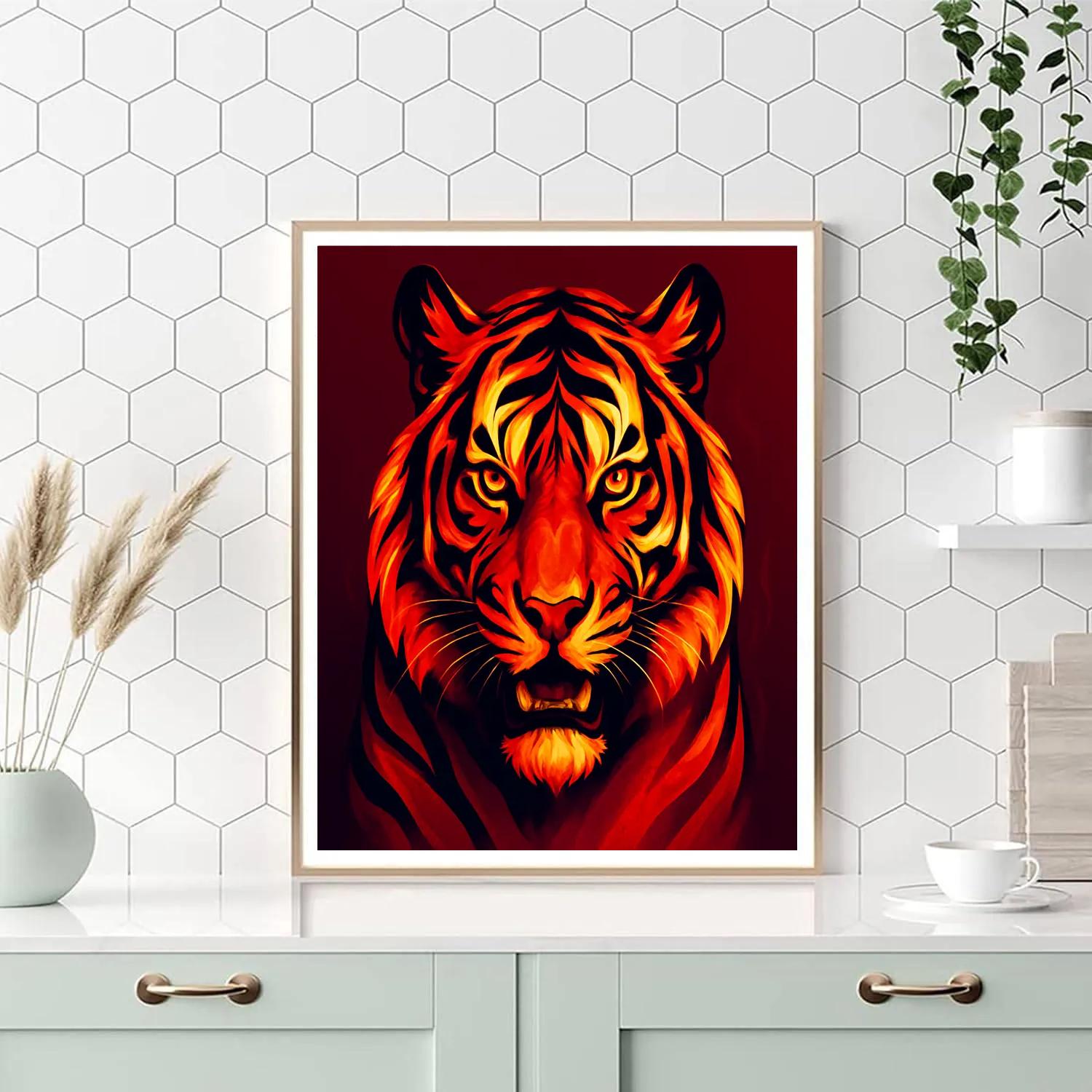 Inferno Stripe Tiger paint by number