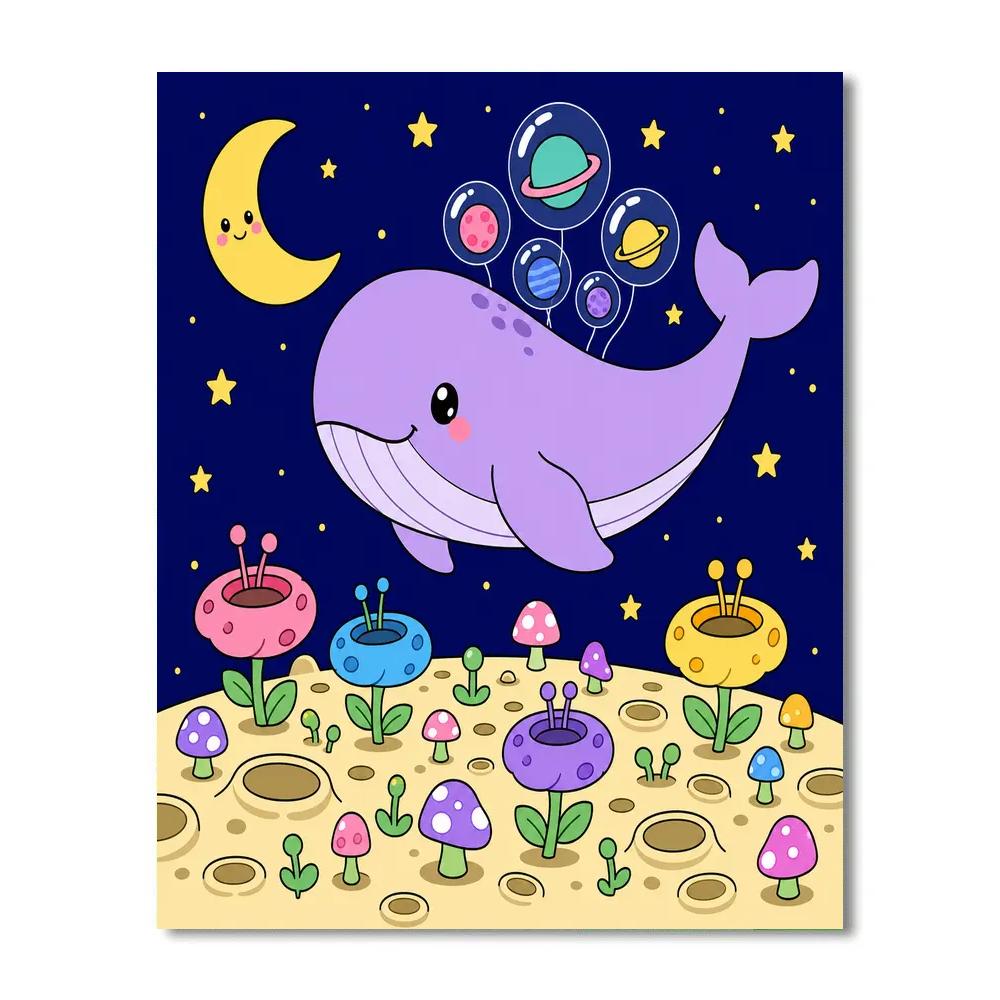 Moon Garden Bubble Whale DIY paint by numbers
