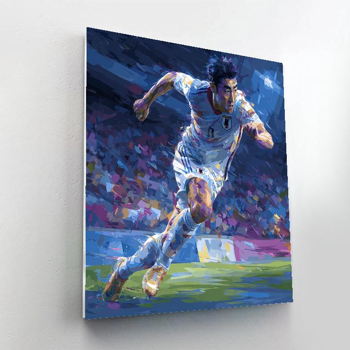 Fifa 2026 Mitoma Blue Number painting