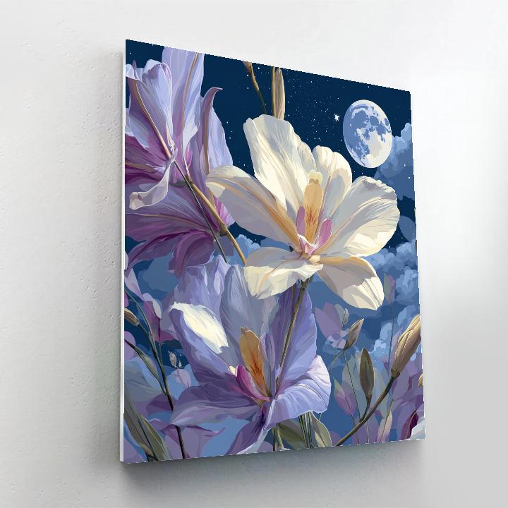 Georgia OKeeffe Inspired Lunar Orchids DIY paint by numbers