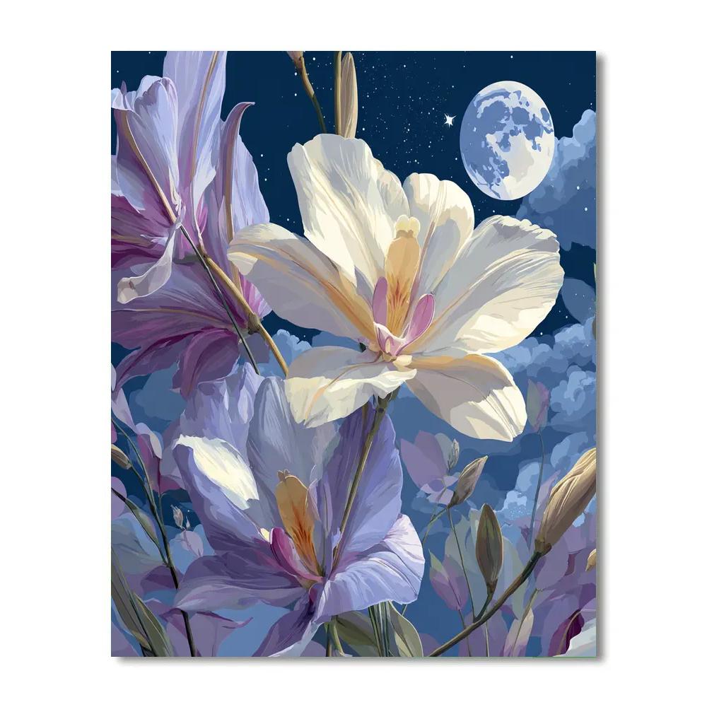 Georgia OKeeffe Inspired Lunar Orchids DIY paint by numbers