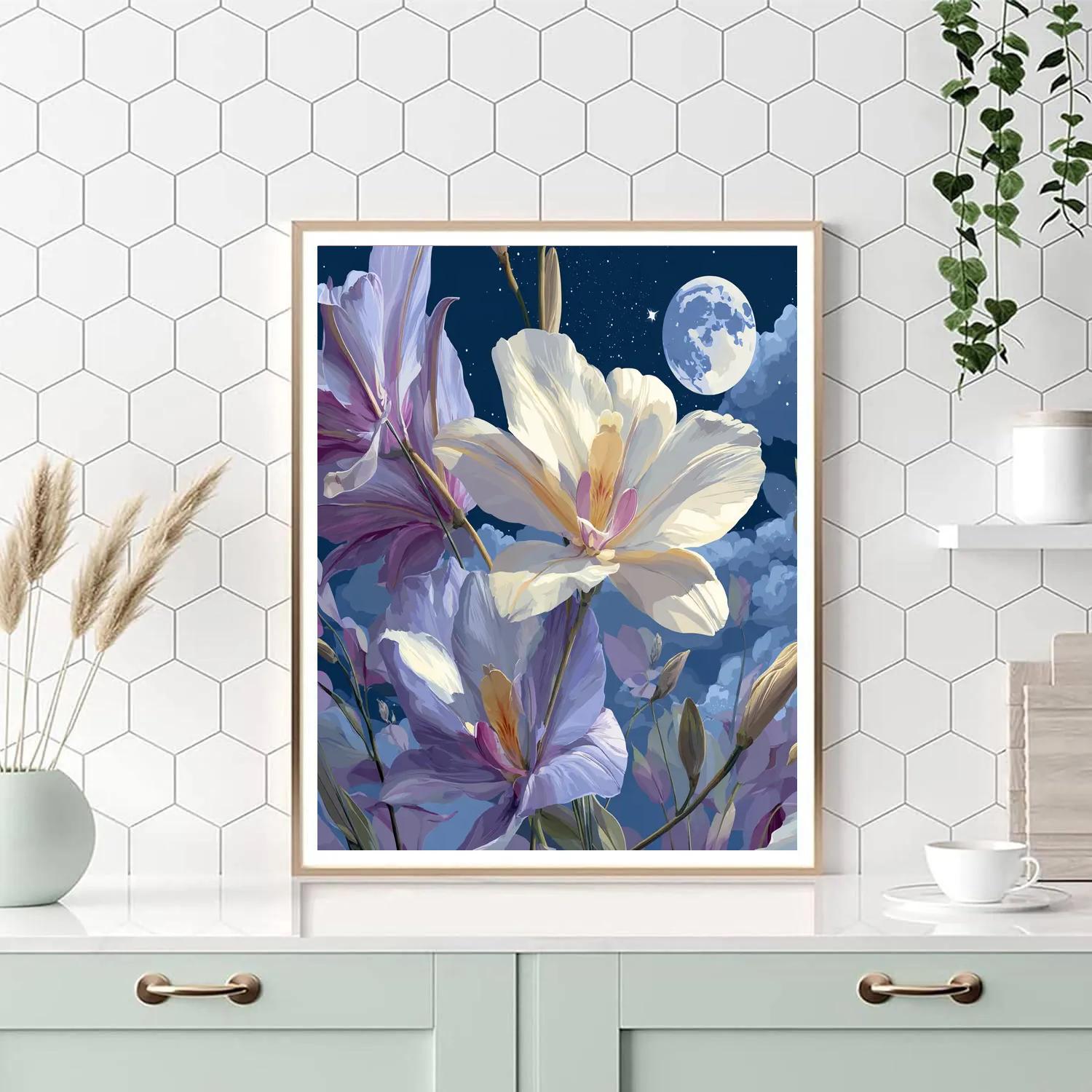 Georgia OKeeffe Inspired Lunar Orchids DIY paint by numbers