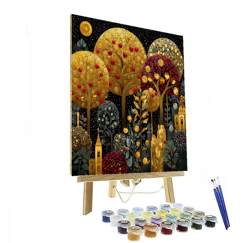 Gustav Klimt Inspired Celestial Orchard Mosaic Paint by numbers art