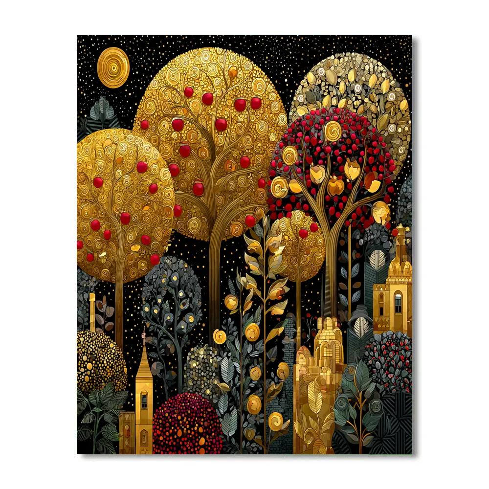 Gustav Klimt Inspired Celestial Orchard Mosaic Paint by numbers art