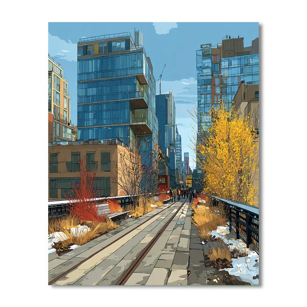 High Line Garden Walk In New York City United States Number painting