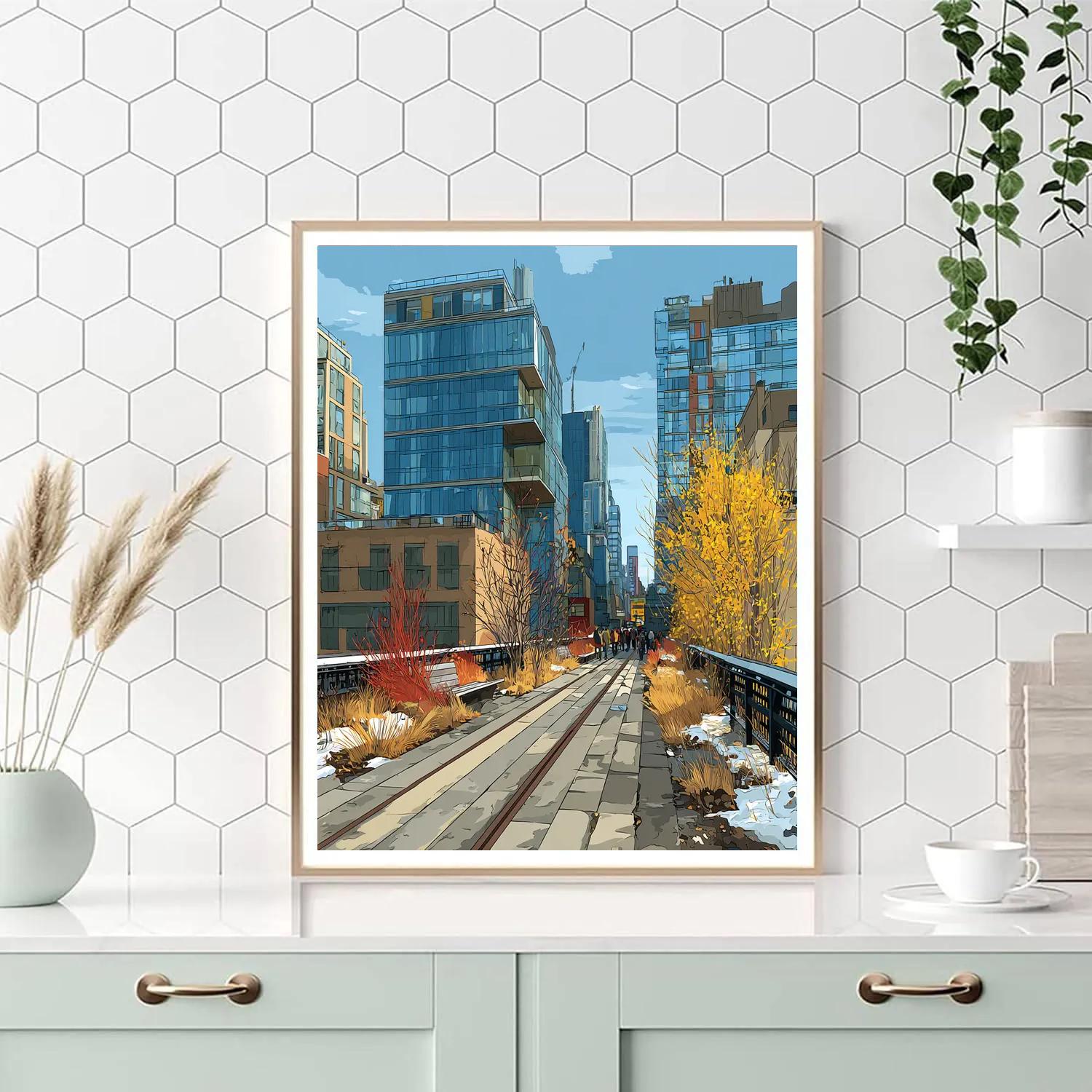 High Line Garden Walk In New York City United States Number painting