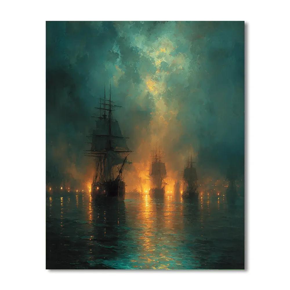 JMW Turner Inspired Solar Tempest Ships Paint by numbers art