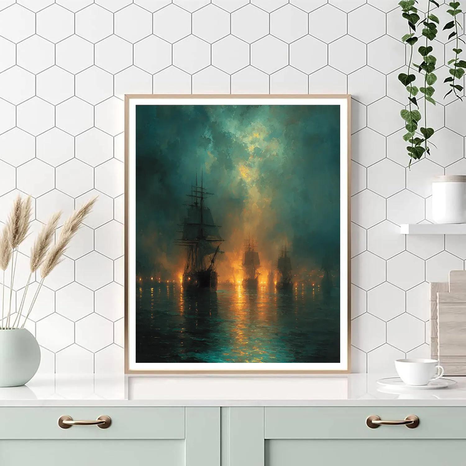 JMW Turner Inspired Solar Tempest Ships Paint by numbers art