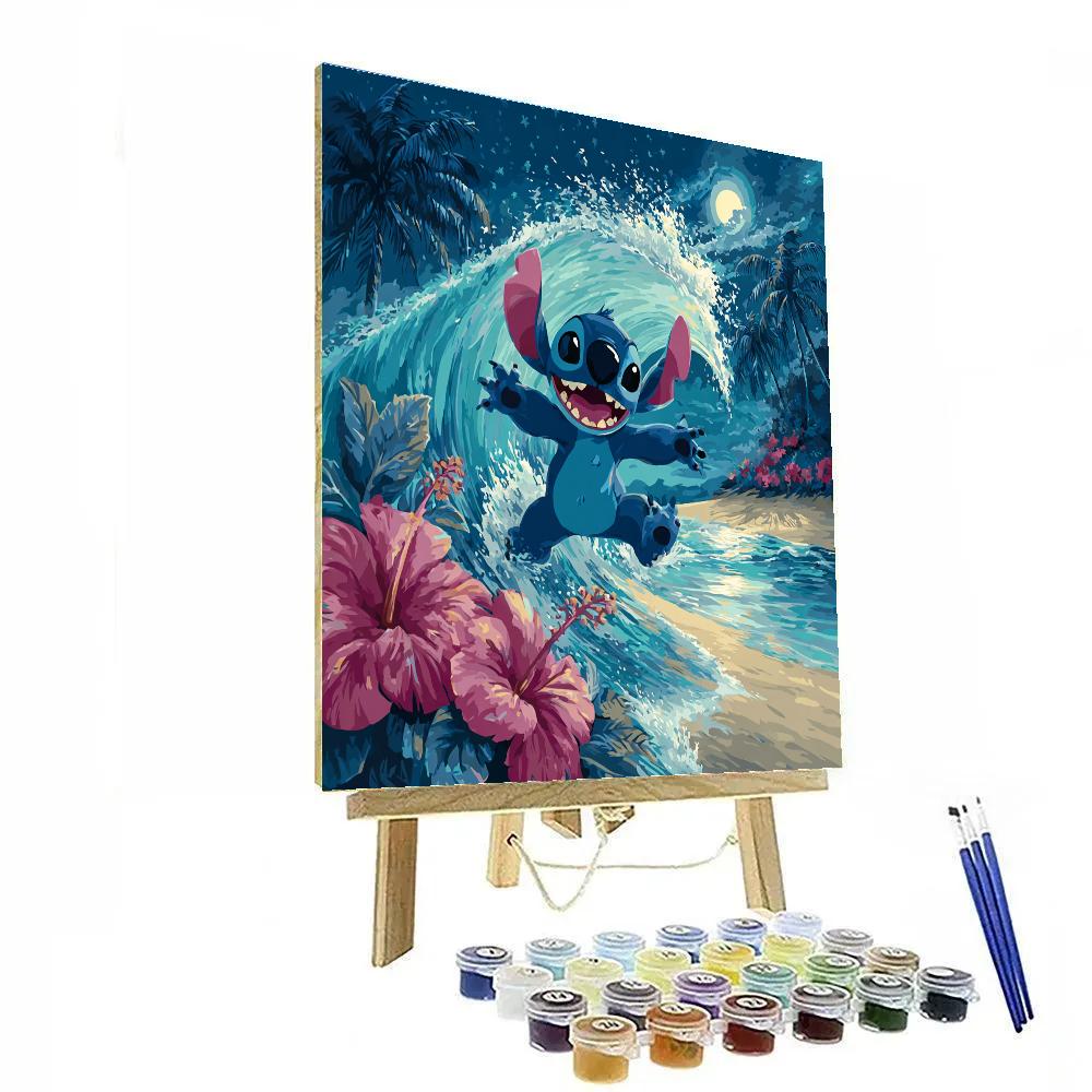 Stitch Moon Surf Disney Inspired Number painting
