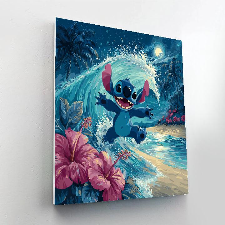 Stitch Moon Surf Disney Inspired Number painting
