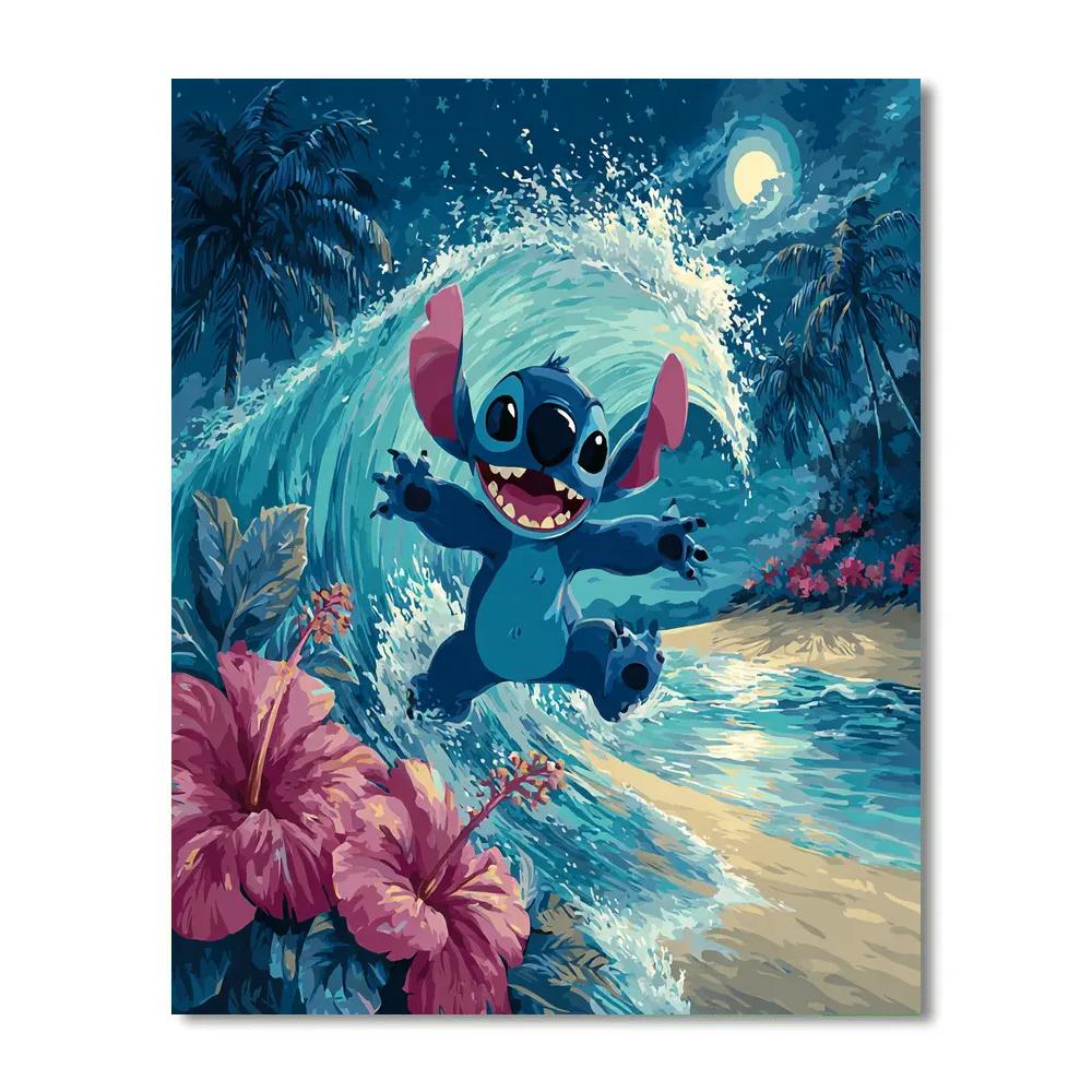 Stitch Moon Surf Disney Inspired Number painting