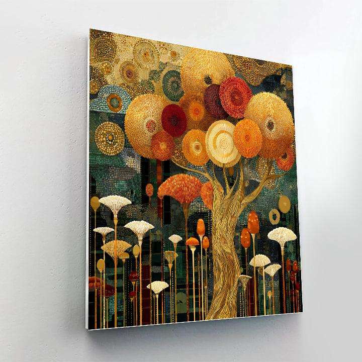 Gustav Klimt Inspired Golden Mycelium Garden Numbered painting kits