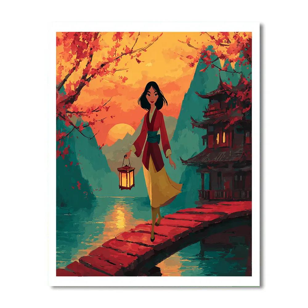 Mulan Lantern Bridge Disney Inspired paint by color