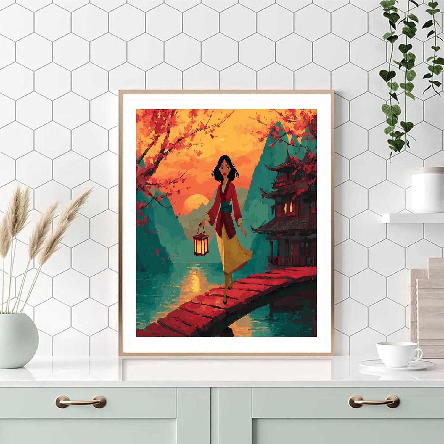 Mulan Lantern Bridge Disney Inspired paint by color