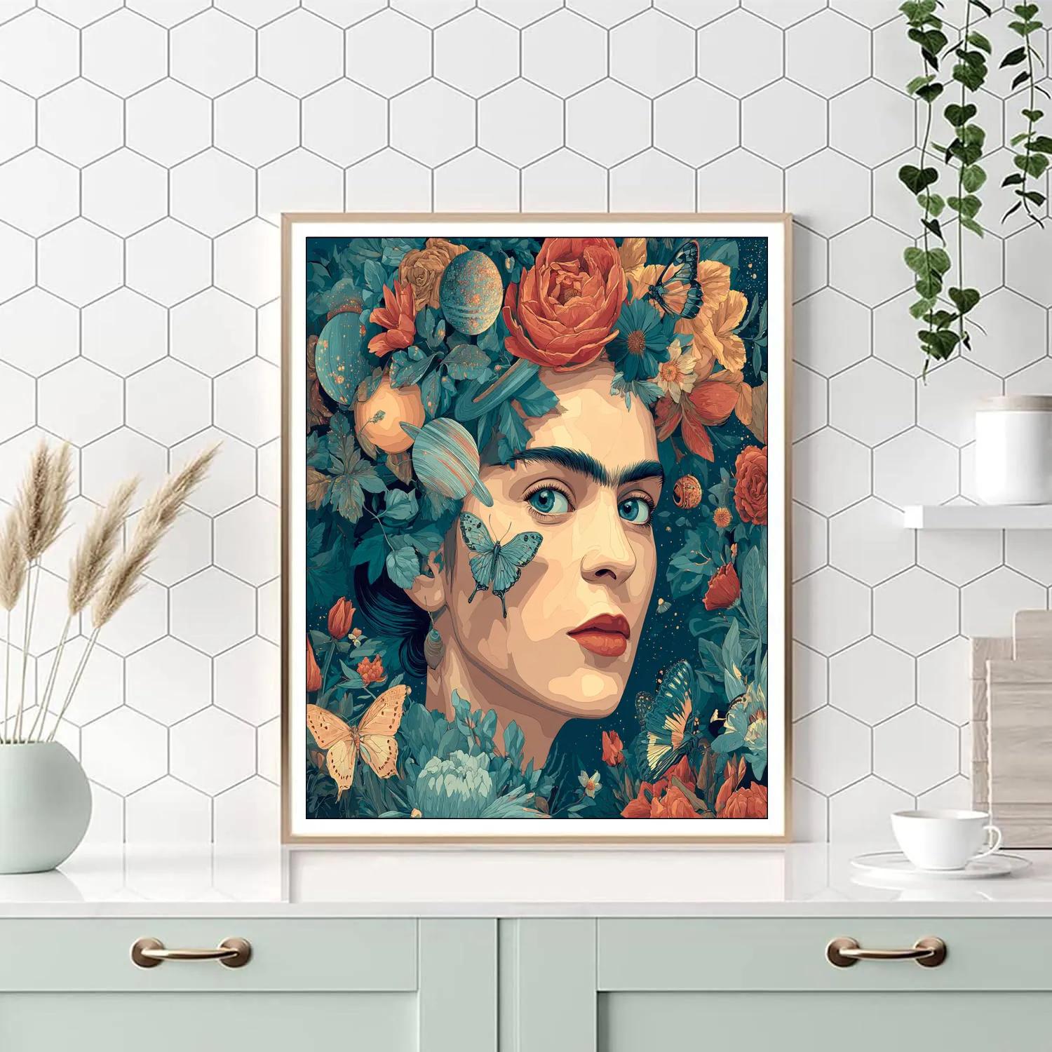 Frida Kahlo Inspired Cosmic Self Portrait Garden painting number kit