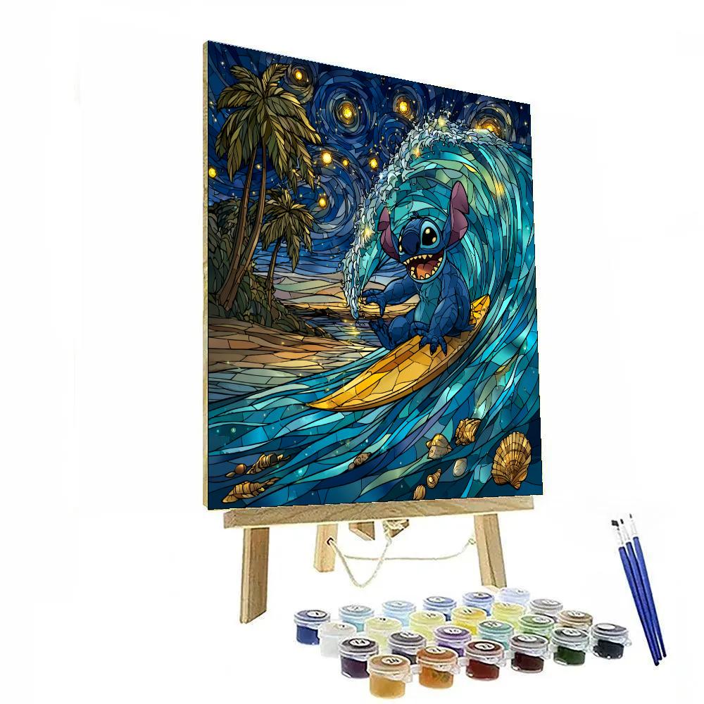 Stitch Moonlight Surf Disney Inspired DIY paint by numbers