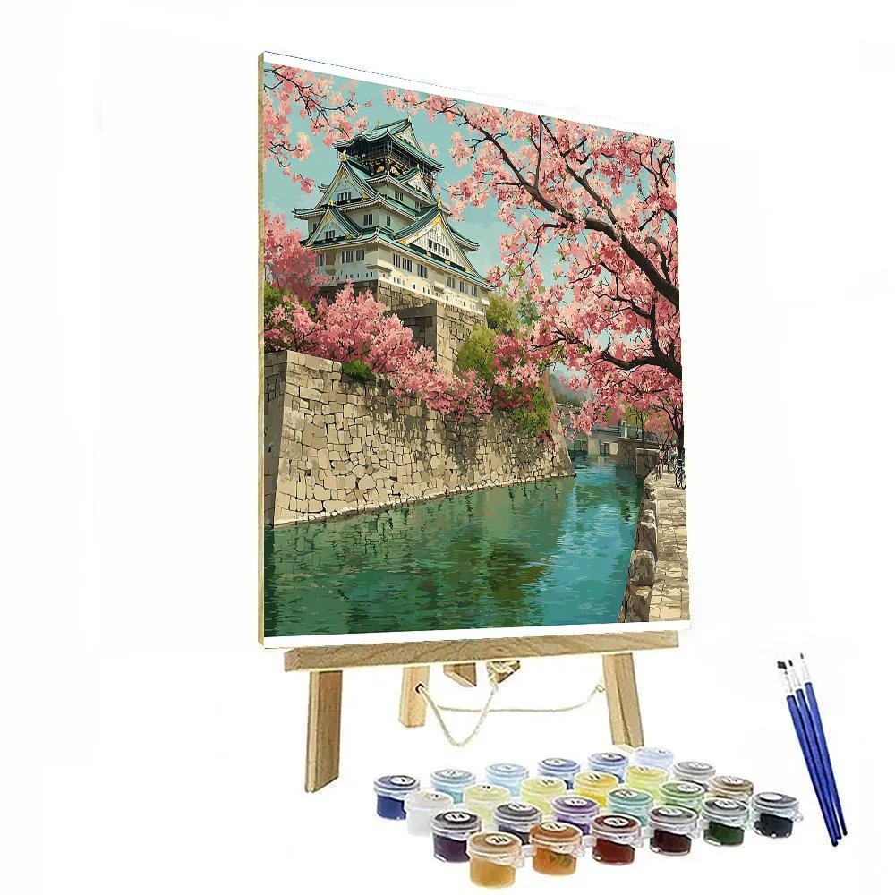 Osaka Castle Park Moat In Cherry Blossom Season Osaka Japan Number painting