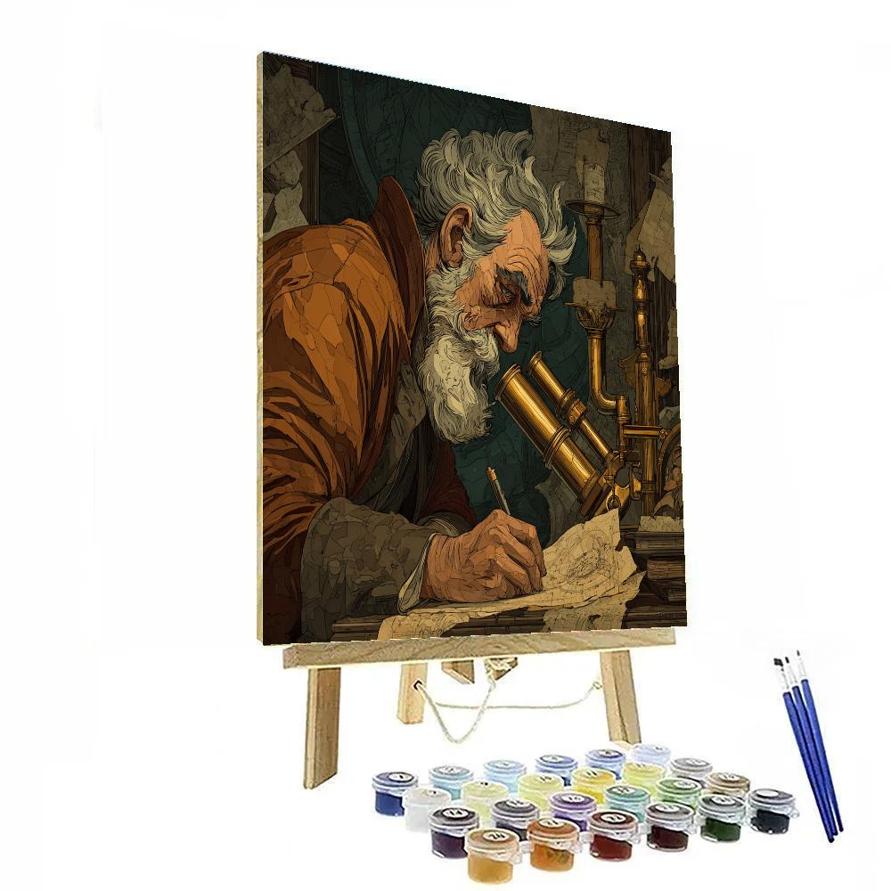 Rembrandt Inspired Astronomer With Brass Telescope paint by color