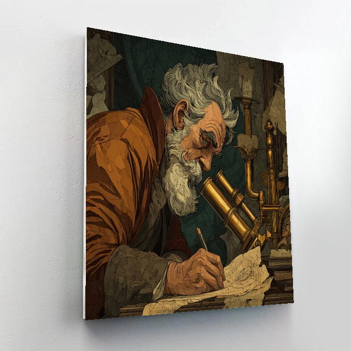 Rembrandt Inspired Astronomer With Brass Telescope paint by color
