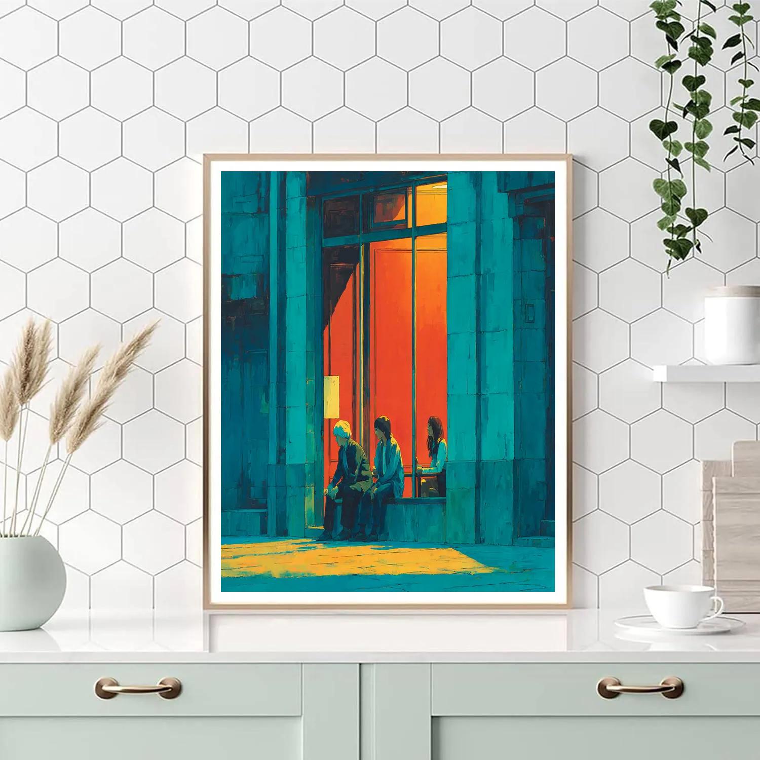 Edward Hopper Inspired Martian Cafe Number painting