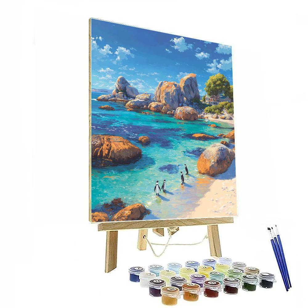Boulders Beach Penguin Colony In Cape Town South Africa painting number kit
