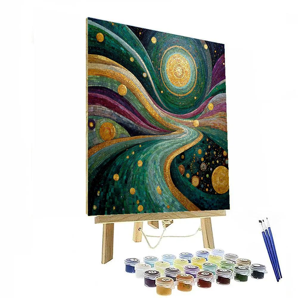 Gustav Klimt Inspired Aurora Labyrinth paint by color