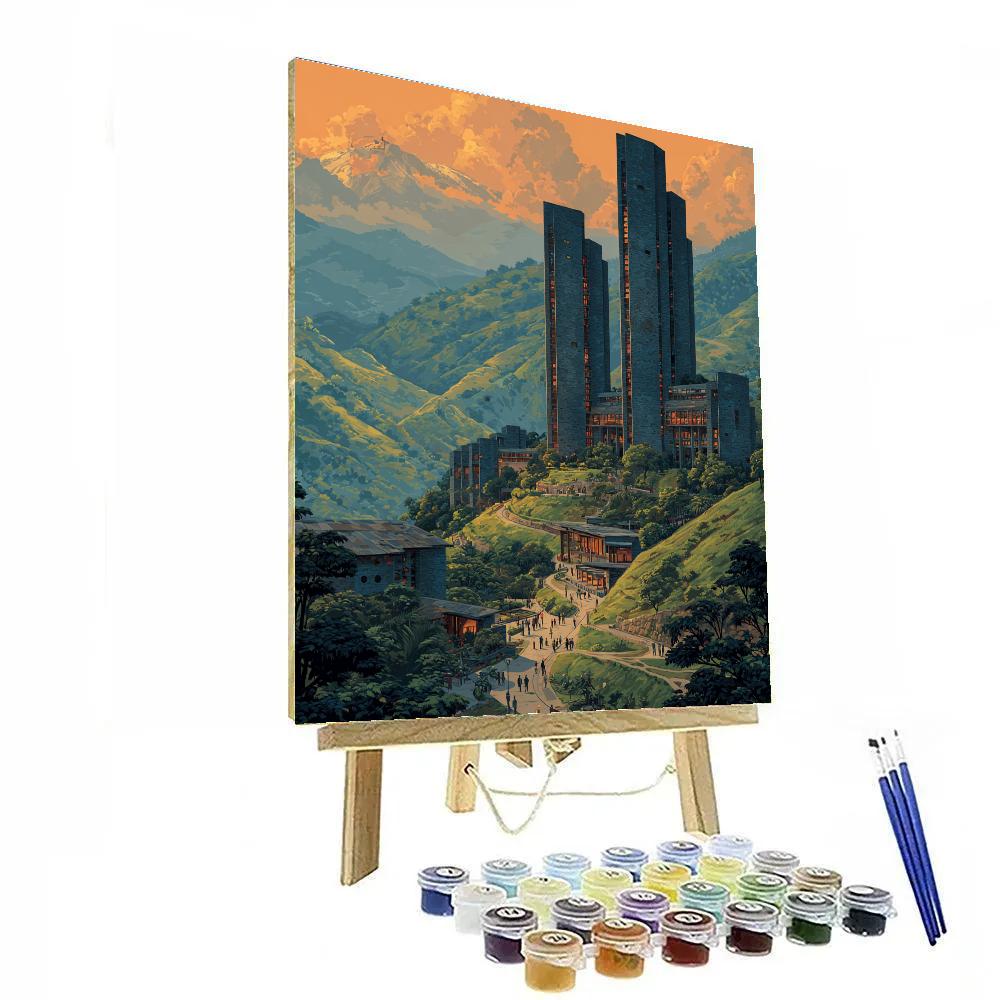Aerial Terraces Of Parque Biblioteca Espana In Medellin Colombia painting number kit