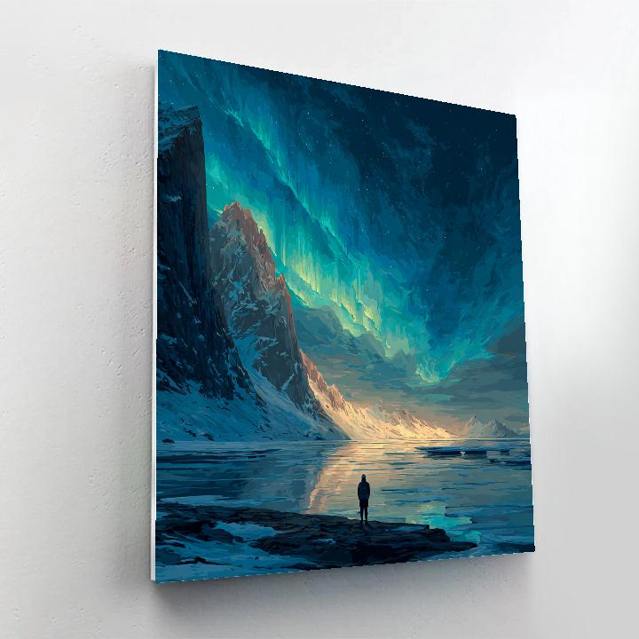 Caspar David Friedrich Inspired Astronaut At Frozen Lake Number painting