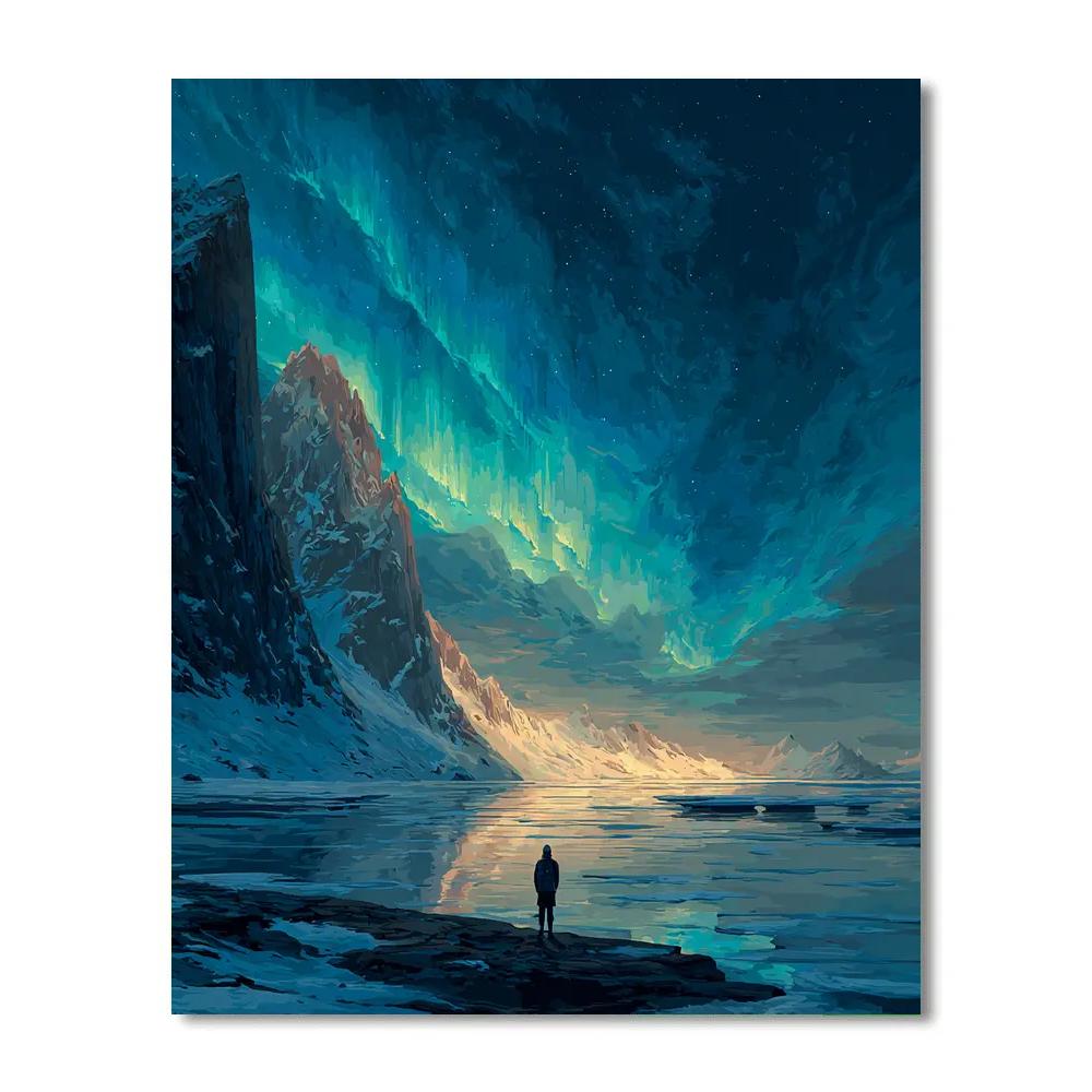 Caspar David Friedrich Inspired Astronaut At Frozen Lake Number painting